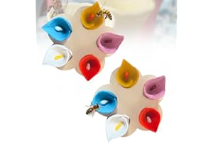 JEUXDOS Bee Drinking Cups, Colorful Bee Insect Drinking Cup, Watering Cups for Thirsty Pollinators, Mini Drinking Cup for Garden Verandahs (CALLA, 2 PACK)