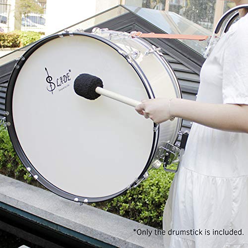 Muslady Drumsticks Concert Bass Drum Mallet Stick Beater with Black Plush Head and Maple Wood Pole Percussion Instrument Accessories