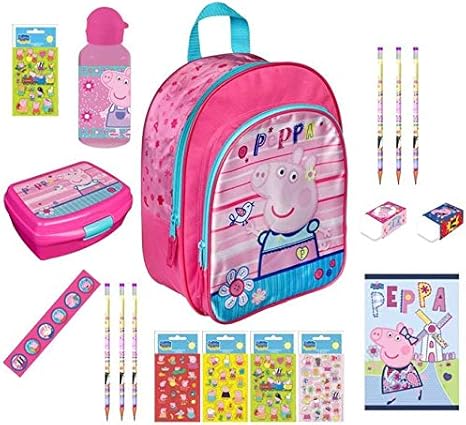 Peppa Pig Regali Di Natale.Peppa Pig Peppa Pig Xxl Regali Set Rosa Rosa 444 Pezzi Zaino Portapane Borraccia Timbro Sticker Nikolaus Natale Avvento Asilo Presepe Tempo Libero Amazon It Valigeria