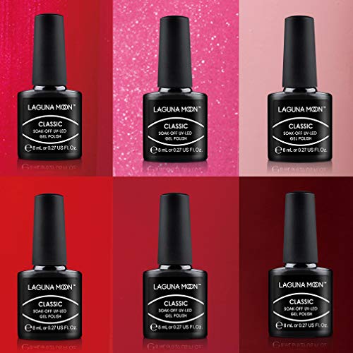 Lagunamoon Gel Nail Polish Set 6 Colors Gel Nail Varnish Soak Off Nail Art Manicure Gel Polish Set with Gift Box 8ML Require LED UV Nail Dryer Lamp -Be Cherry! - Thumbnail 3