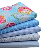 5pc Product Details Fat Quarter Print 15.7 X 19.6 Inches Light Blue Sewing Craft, DIY Cotton