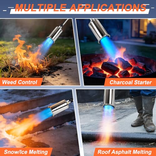 Propane Torch Weed Burner,37" Extended Blow Torch with Flame Control Valve, Flame Thrower Detachable Long Arm,Burner Torches for Outside, Yard,Garden,BBQ,Weeding,Wood,Melting Snow