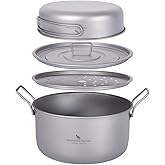 Boundless Voyage Multifunctional Titanium Steamer Pot with Frying Pan and Vented Lid Outdoor Camping Backpacking Kitchen