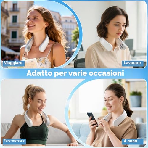 Silent Neck Fan, Portable 3 Speed Adjustable Neck Fan, Rechargeable Neck Fan Suitable for Office, Travel, Shopping, Sports and Summer Gift