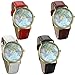 JewelryWe Classic Leather Watch World Map Pattern Quartz Wristwatch Unisex Birthday Gift