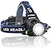 Zoom LED Headlamp, HeQiao 5000 Lumen Camping Headlight Anti-Sweat LED Work Light W/Rechargeable Battery, Car Charger, Wall Charger for Outdoors Sports (3-Mode, Light-weight) (Bright Blue)