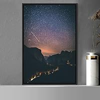 Framed Canvas Wall Art Night View Landscape Canvas Prints Home Artwork Decoration for Living Room,Bedroom - 16x24 inches