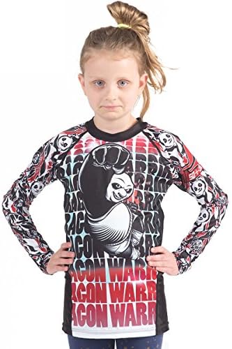 Kung Fu Panda Dragon Warrior Kids Rashguard - White Long Sleeve (S)