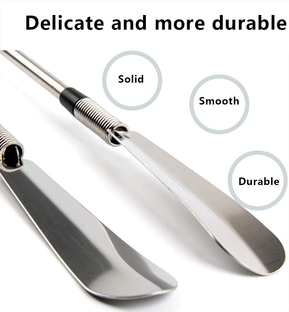 Kangwell Long Handled Shoe Horn -Stainless Steel Shoehorn for Men, Women and Kids - Adjustable Extended Reach Assist -Sock Remover for Elderly, Disabled (1): Health & Personal Care