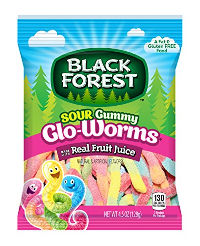 Black forest sour gloworms gummy candy, 4.5 ounce bag(p…