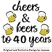 Joymee Cheers & Beers to 40 Years Black Glitter Banner for 40th Birthday Wedding Anniversary Party Supplies Decorations - PRESTRUNG