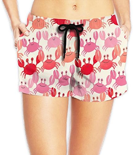 Red Crabs Women's Fashion Swim Trunks Sexy Beach Bottom Swim Board Shorts Casual Shorts Sports Shorts With Pockets