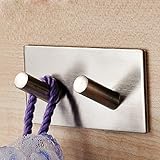 KES A7063H2 Bathroom Lavatory Self Adhesive Double Coat and Robe Hook, Brushed Stainless Steel