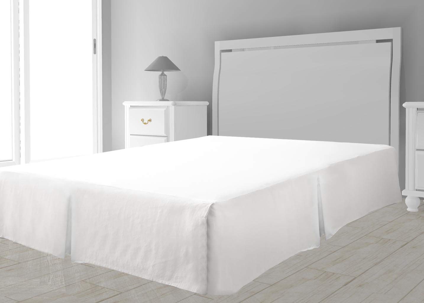 Intemporel Soleil d'ocre Bed Skirt Microfibre, Polyester, White, 160 x 200 cm