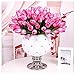 StillCool Artificial Flowers Tulip 12pc/Set Pu Stunning Holland Mini Tulip Real Touch Wedding Flower Artificial Flowers Latex Plants for Party Home Hotel Event Decoration (Dark Pink)