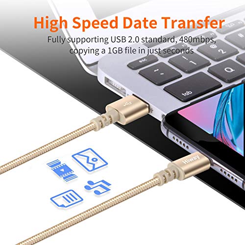 USB Type C Cable,Hiway 3Pack 6FT USB-A 2.0 to USB-C Fast Charger Nylon Braided Data Sync Transfer USB C Cord Compatible with Samsung Galaxy S10 S9 S8 Plus Note 9 8,Moto Z Z3,LG V50 G8,Switch,and More - Thumbnail 5
