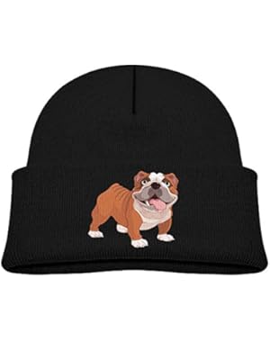 Kids Funny Cartoon Bulldog Dog Graphic Casual Flexible Winter Knit Hats/Ski Cap/Beanie/Skully Hat Cap