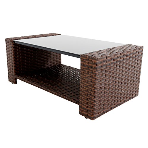 Innovex OD873RAB Prima Outdoor Coffee Table Patio Furniture, Large, Auburn - Thumbnail 2