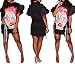 Speedle Womens Crew Neck Short Ruffle Sleeves Shirt Dresses Digital Graffiti Print Club Party Dress