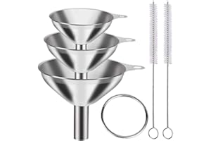 5Pcs Stainless Steel Strainer Funnel Set – Multi-Function Kitchen Tools for Oil, Wine, Vinegar, Soy Sauce, Home Filling (Silv