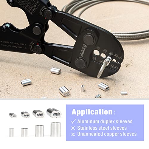 iCrimp Wire Rope Crimping Tool for Aluminum Oval Sleeves,Stop Sleeves