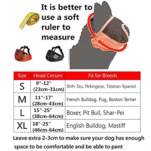 JYHY Short Snout Dog Muzzle Adjustable Breathable Mesh Bulldog Muzzle