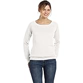 Bella + Canvas Ladies Fleece Wide Neck Sweatshirt, M, SOLID WHITE TRBLND