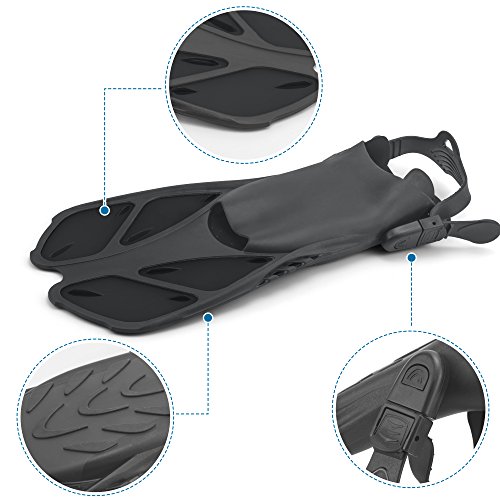 Life Basis Snorkeling and Swim Fins, Snorkeling Diving fins Black L XL - Thumbnail 2