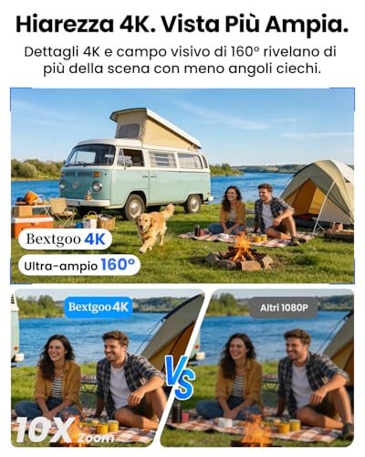 Bextgoo Sim Camera, 4G LTE Camera without WiFi, 4K Mini Camcorder 4G Battery for Car, Parking, Camping & Travel, 160° Vision, Night Vision, AI Radar Detection & Alarm