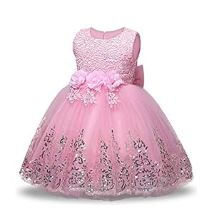 LZH Vestido para niñas bebés Lentejuelas Vestidos para niños Tutu Flor Fiesta de cumpleaños Vestido de boda