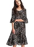 ANNA&CHRIS Women Boho Floral Ruffle Sleeve Casual Swing Vintage Loose Midi Dress