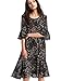 ANNA&CHRIS Women Boho Floral Ruffle Sleeve Casual Swing Vintage Loose Midi Dress