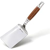 Square Stainless Steel Spatula with Wood Handle Turner for Brownie Griddle | 3.3-inch Wide Stainless Steel Turner with Solid Wood Handle, Hanging Loop, Metal Spatula for Eggs Pancakes Steaks Burgers