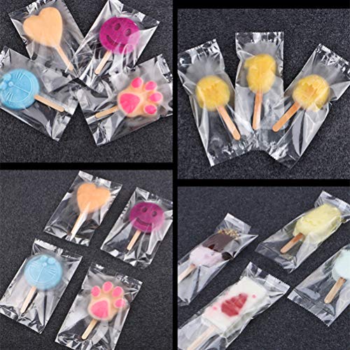200 PCS MeiMeiDa Plastic Popsicle Bags Disposable - Thickened Frozen Sucker Ice Pop Bags DIY Ice-Lolly Wrapping Clear Ice Cream Sealing Bags, Hot Sealing Candy Bags, 3.15" x 7.48", Middle-Sized - Thumbnail 5