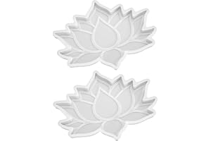CZHOTG 2Pcs White Lotus Flower Coaster Mold Lotus Coaster Epoxy Resin Mold Crystal Epoxy Lotus Molds Cup Mat Silicone Mould DIY Crafts Decorations Jewelry Casting Supplies