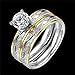 HMILYDYK Stainless Steel Sparkle Cubic Zirconia Crystal 2 Pcs A Set Promise Ring Wedding Band Sizes 6 - 9 (Size 9)