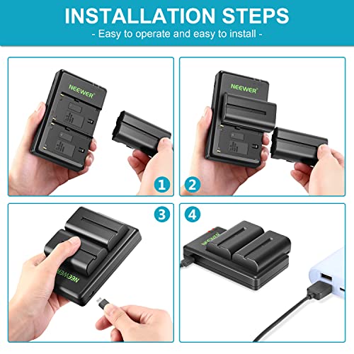 NEEWER NP F550 Battery Charger Set, Compatible with Sony NP F970 F750 F770 F960 F550 F530 F330 F570 CCD SC55 TR516 TR716 TR818 TR910 TR917 NEEWER LED Light/Monitor Camera Slider (2 One Pack, Black)