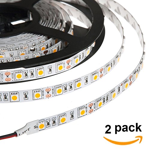 HERO-LED  5M300TAD-WW27 LED Strip Tape Light, 5M 16.4FT 5400LM 12V DC 72W IP33 LED Tape, Warm White 2700K, 2-Pack
