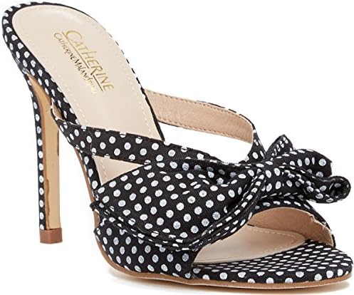 CATHERINE CATHERINE MALANDRINO Wrin Womens Fashion Adorable Bow Detail Stiletto Heel Sandal, Black Dot, Size 6.5, US