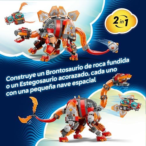 DREAMZzz 2in1 Dinossauro Jato - Figura de Dinossauro de Brinquedo Transformável Estegosauro Blindado com 4 Minifiguras e 2 Criaturas do Tesouro - Presente para Crianças 9+ Anos - 71514