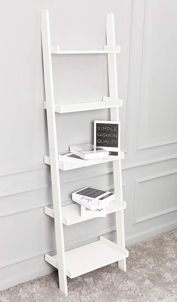 White Leaning Ladder Shelf With Five Tie Buy Online In Maldives At Desertcart