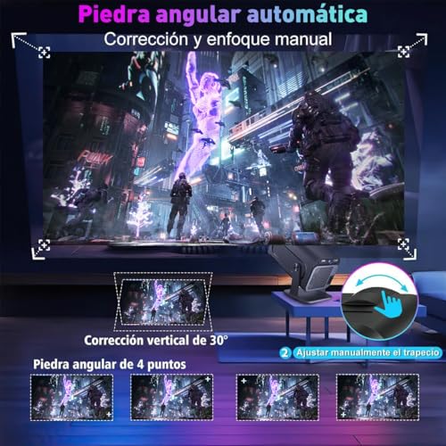 QYIKLPY Proyector 4K Portátil Netflix Oficial – Android 13, Pantalla de 150 Pulgadas, 400ANSI/15000 Lúmenes, 1080p Nativo, Compatible con 4K/8K, BT 5.2/WiFi 6, iOS/Android/PC/PS5