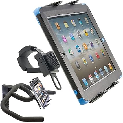 ChargerCity Strap-Lock Tablet Mount for Bicycle Treadmill Exercise Bike Boat Helm Handlebar w/Universal Tablet Holder for Apple iPad Mini Air PRO/Ipad Samsung Galaxy Tab (7-12inch Tablets)