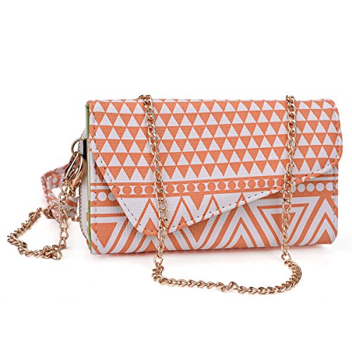 NuVur ORANGE Aztec Tribal Wallet Case (Hand Strap, Shoulder Chain) for HTC Desire (510, 516, 610, 612, 616, 700 Dual Slim, EYE)|