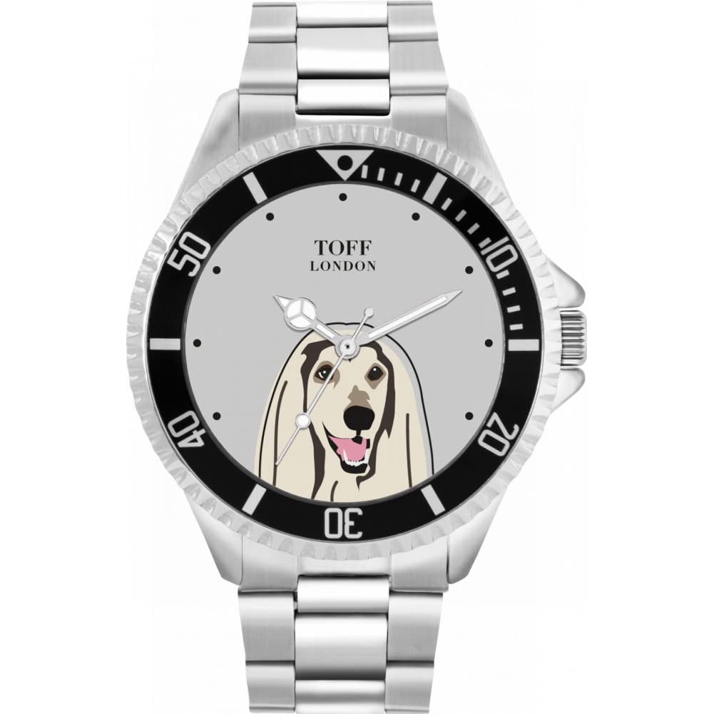 Toff London Mens White Afghan Hound Dog Head Watch