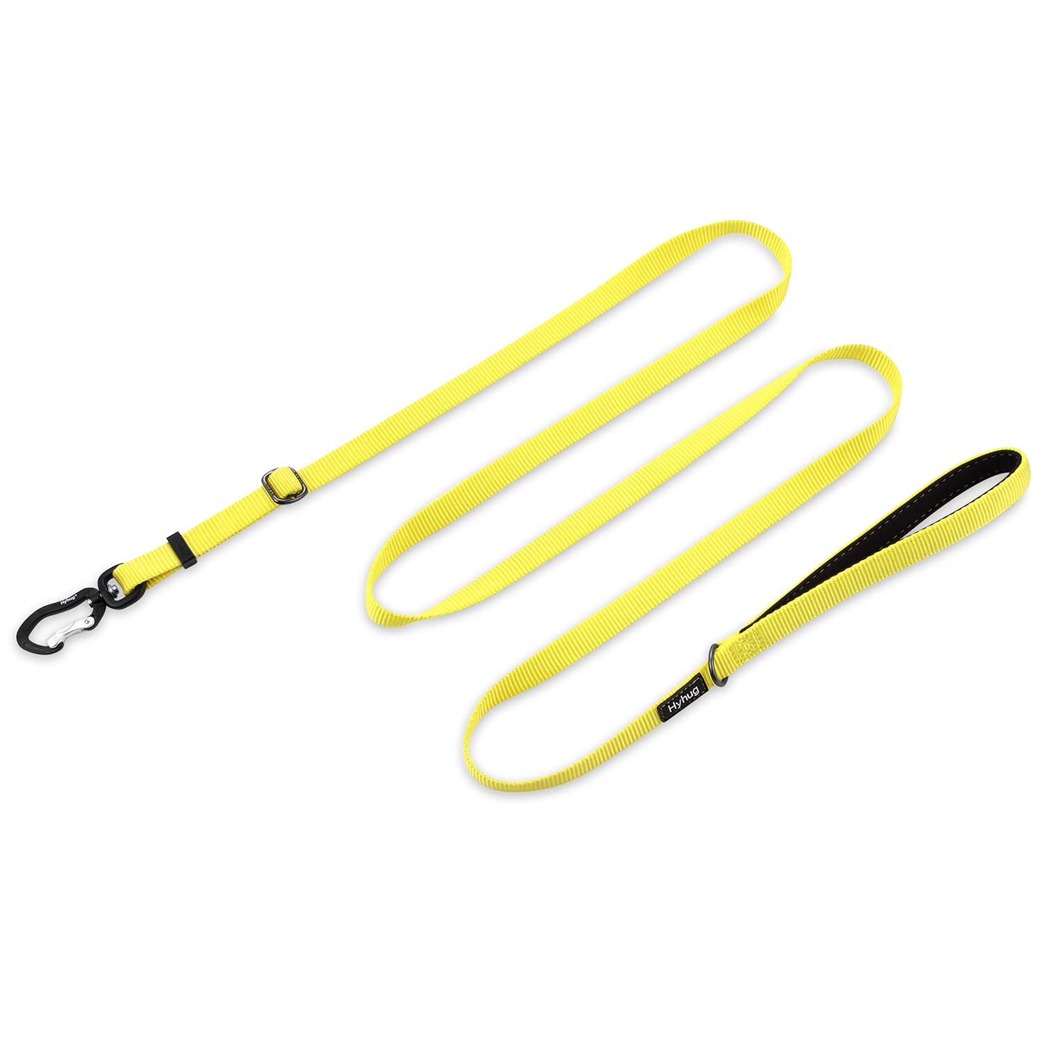 Hyhug Pets Upgraded Adjustable Between 4 Feet and 6 Feet Lead with Sturdy Nylon and Super Soft Neoprene lined Handle for Small Medium Large Giant Dogs. (Small, Illuminating Yellow)