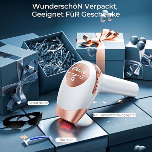 Pulsed Light Epilator, IPL Laser Epilator with 9 Energy Levels Laser Hair Removal for Women Men Face Body
