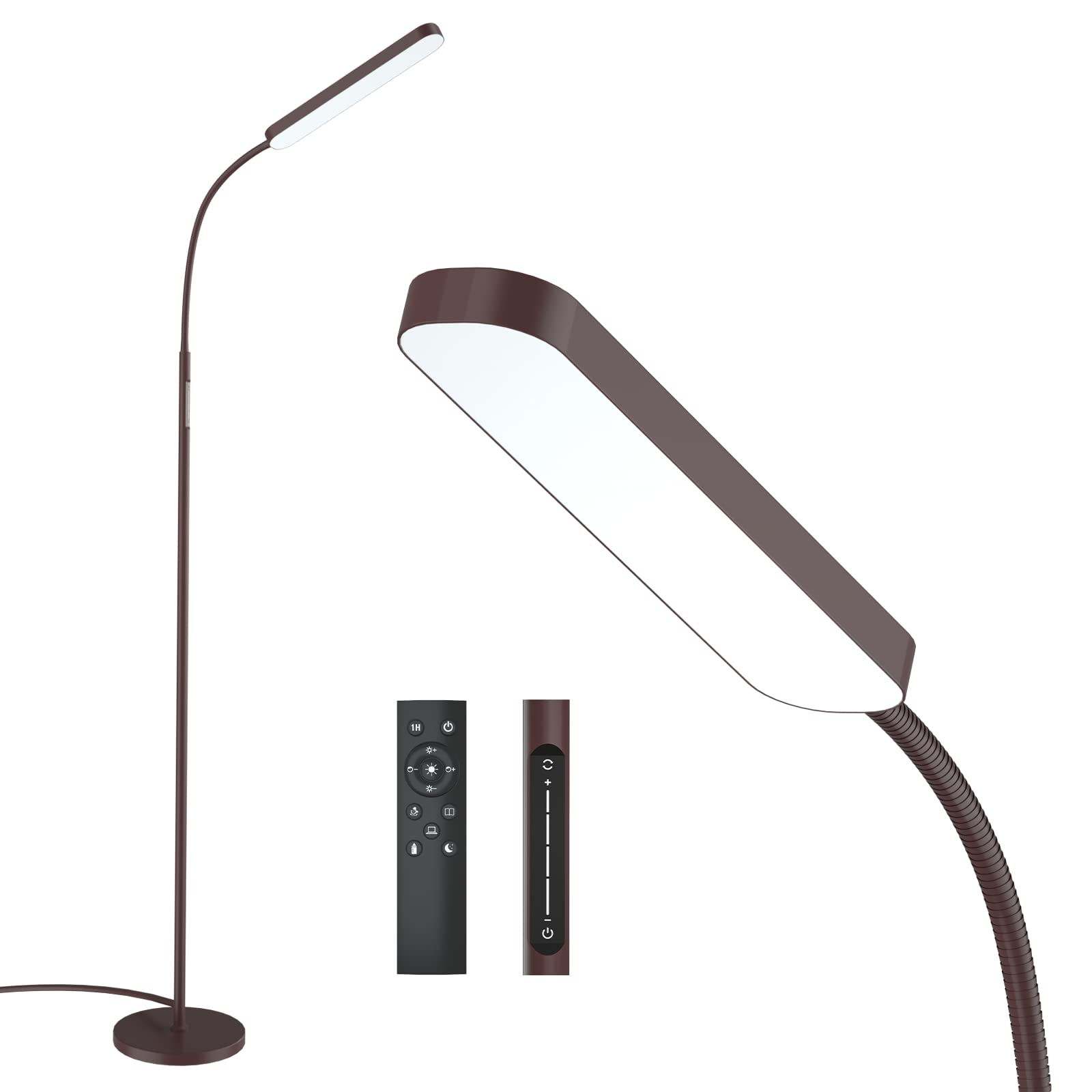 Photo 1 of -Not Functional- Led Floor Lamps with 15w/1000lm Bright LED Floor Lamp with Stepless Adjustable 3000K-6000K Colors and Dimmer, Remote and Touch Control Reading Lamp, Adjustable Gooseneck Floor Lamp for Living Room