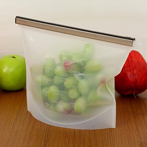 Click Here to See More Images Iuhan Reusable Vacuum Food Sealer Silicone Storage Bag Container Kitchen Fridge (White)