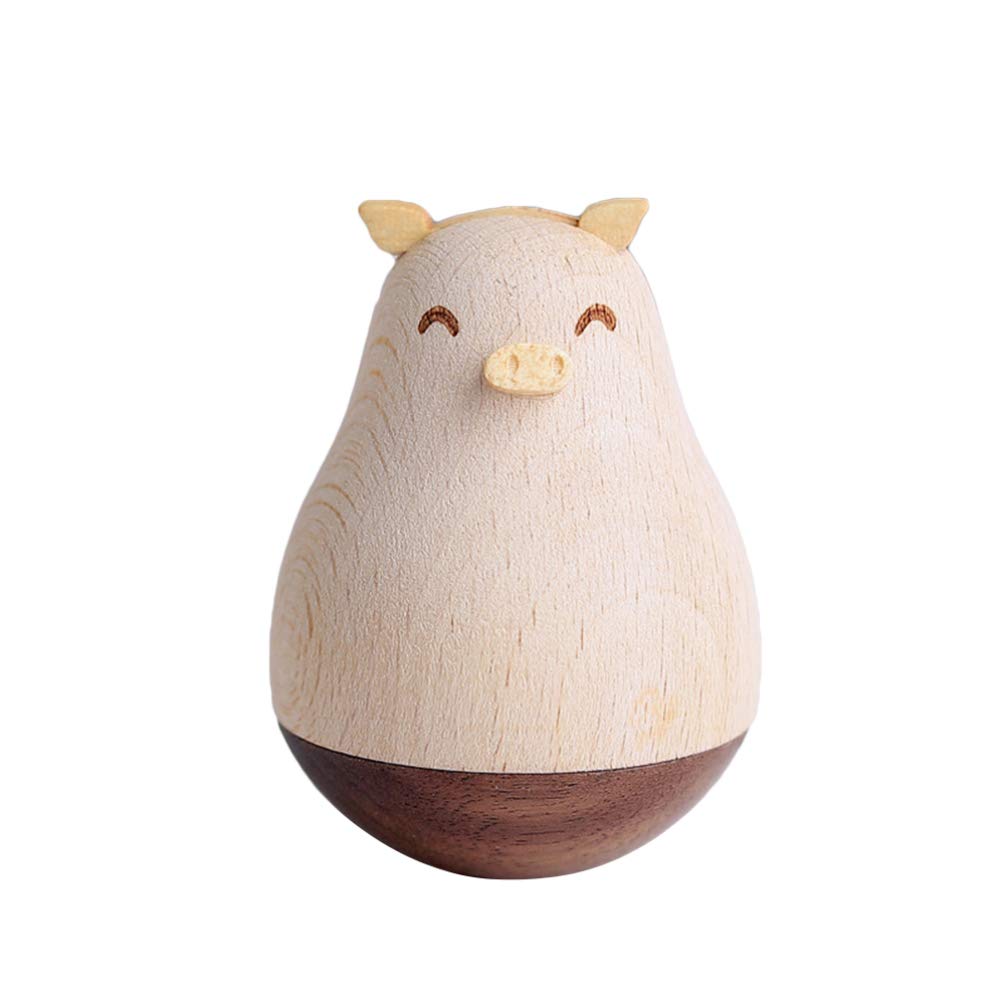 VOSAREA Wooden Roly Poly Toy Animal Tumbler Toy Wobbling Crafts Balancing Desktop Ornaments for Kids Toddler Infant Baby